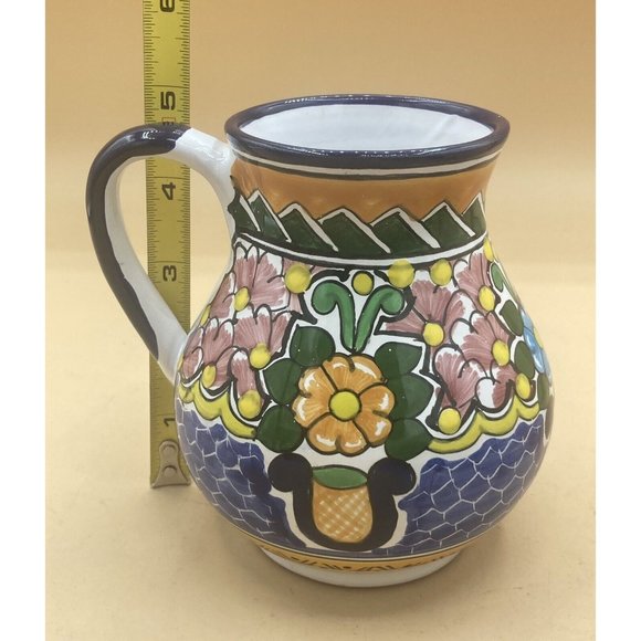 Mexican Puebla Talavera Signed Hernandez Folk Art Pottery Wine Pitcher Jug - Picture 12 of 12